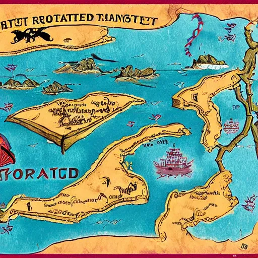 Image similar to pirate treasure map of portland, oregon.