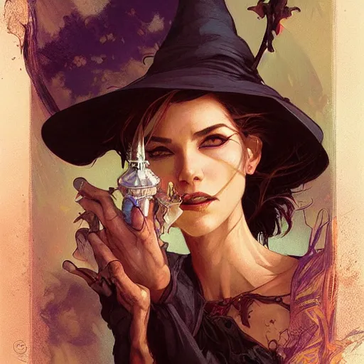 Prompt: witch by Stanley Artgerm Lau, greg rutkowski, thomas kindkade, alphonse mucha, loish, norman Rockwel