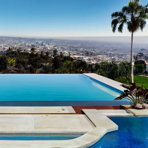 Prompt: los angeles luxurious infinity pool filled with ranch dressing, award winning photograph