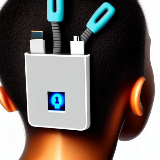 Image similar to usb cable plugged in, back of head, woman, computer, hair clip