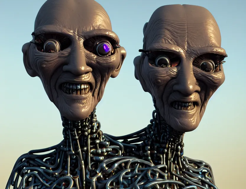 Prompt: photo ugly granny robot cyborg by jean giraud, trending artstaition, unreal engine