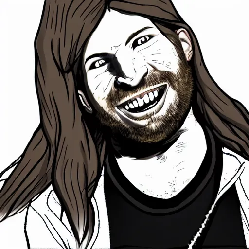 Prompt: Illustration of English IDM musician Aphex Twin as a Danganronpa character, UHD 8k,