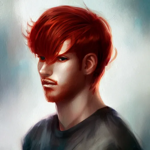 Prompt: a portrait of a redhead man, by ross tran