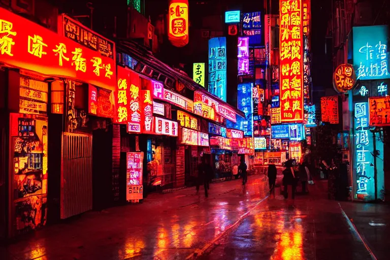 Image similar to street in cyberpunk city night chinese neon