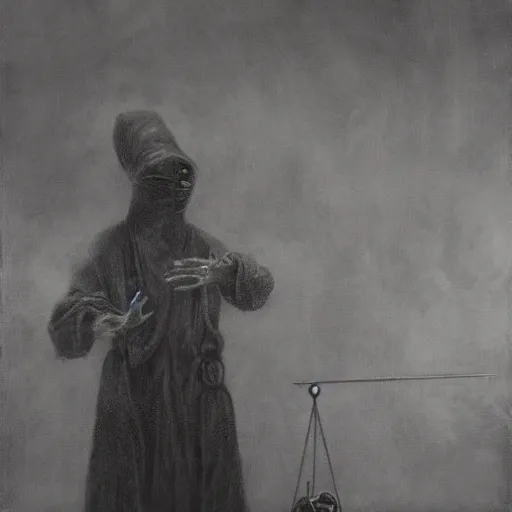 Image similar to collodion photography, plague doctors in the mist with weird rube goldberg machines, minimalist, joel peter witkin, heironymus bosch, gustave dore, beksinski, giger'