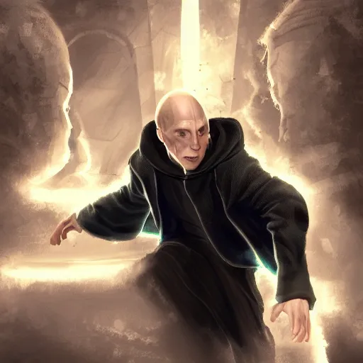 Prompt: a picture of harry potter breaking voldemort's spine over his knee, back breaker, star trek, intricate, highly detailed, digital painting, artstation, concept art, 4 k