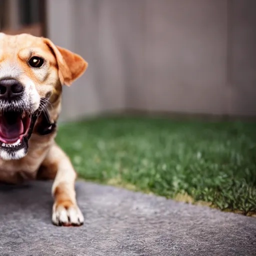 Prompt: vicious dog growling at camera