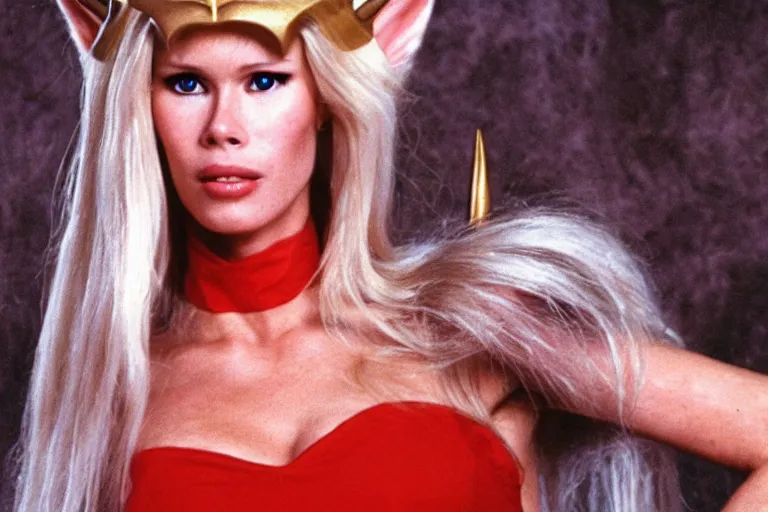 Image similar to Photo of Claudia Schiffer as She-Ra, 1985,