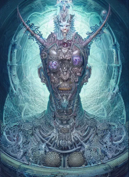 Prompt: a portrait of the girk hierophant, fantasy portrait made of fractals, ultra realistic, wide angle, intricate details, the fifth element artifacts, highly detailed by peter mohrbacher, hajime sorayama, wayne barlowe, boris vallejo, aaron horkey, gaston bussiere, craig mullins