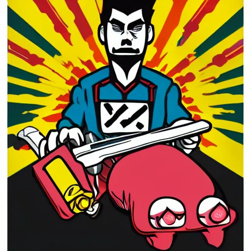 Image similar to nintendo, butcher billy, god, stop motion, vinyl action figure, vector