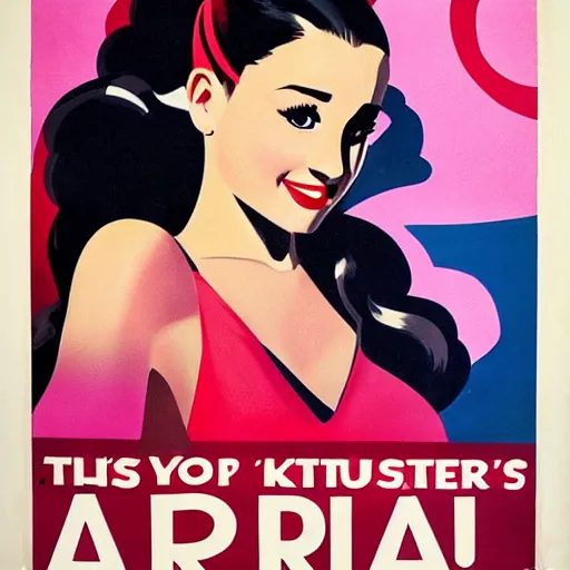 Image similar to propaganda posters of ariana grande the style of the united states 1 9 4 0's recruitment posters, red prohibitive circle around her head, 4 k