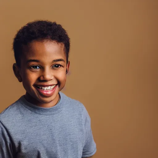 Image similar to portrait of a black boy smiling, studio portrait