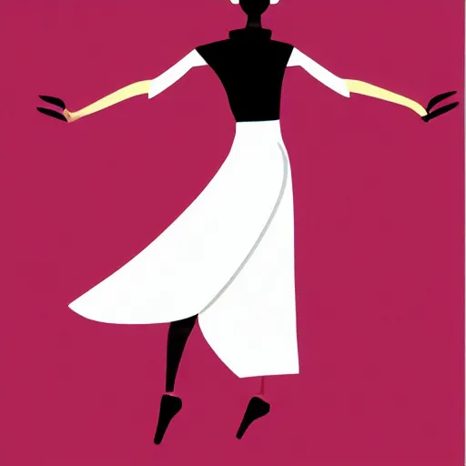 Prompt: a fashion illustration of a beautiful woman dancing