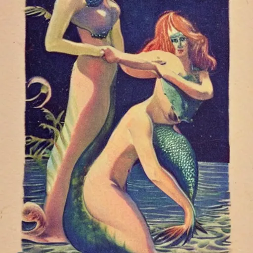 Image similar to arresting mermaids, vintage, realistic