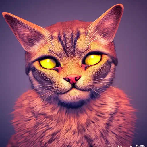 Image similar to Photorealistic cat with devil horns. Hyperdetailed photorealism, 108 megapixels, amazing depth, glowing rich colors, powerful imagery, psychedelic Overtones, 3D finalrender, 3d shading, cinematic lighting, artstation concept art