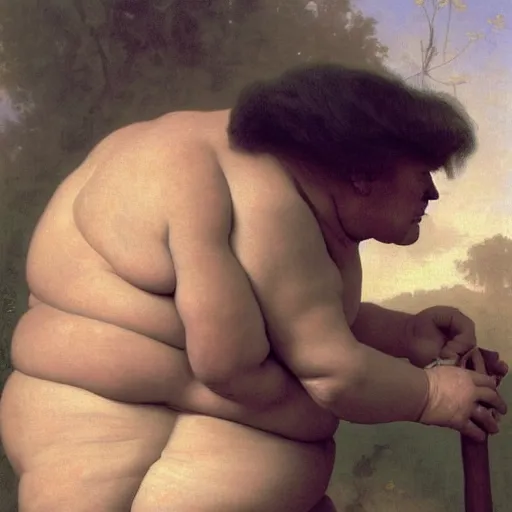 Prompt: Painting of Donald Trump as a troll. Old. Unhappy. Very Fat. Art by william adolphe bouguereau. Very very very very very very much detailed. 4K. Award winning.