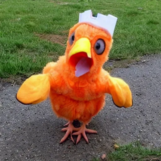 Image similar to cute newborn chicken dressed as an inmate