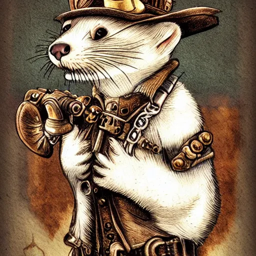 Image similar to steampunk ferret in tophet art