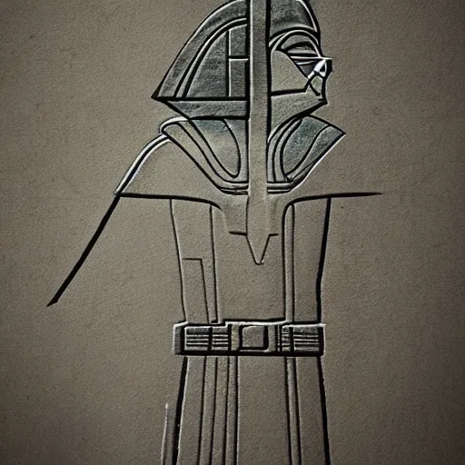 Image similar to darth vader, ancient egyptian art, high quality, high resolution