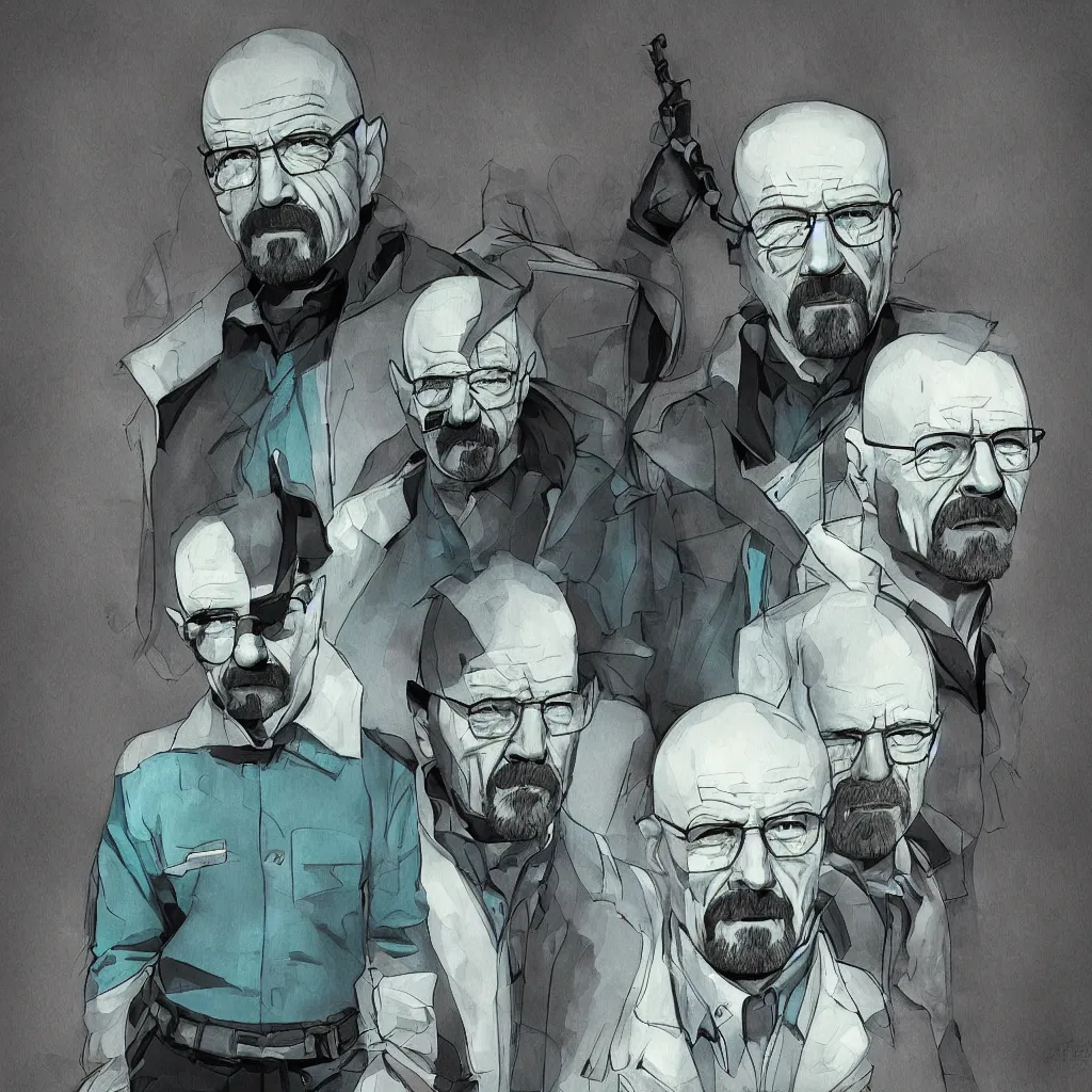 Image similar to walter white as chamber from valorant, video game, digital art