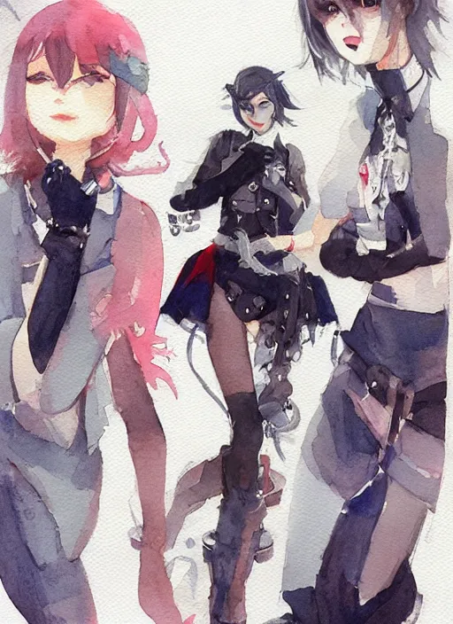 Image similar to concept art of comiket cosplay, pinterest, artstation trending, behance, watercolor, by coby whitmore, silver, laser light,