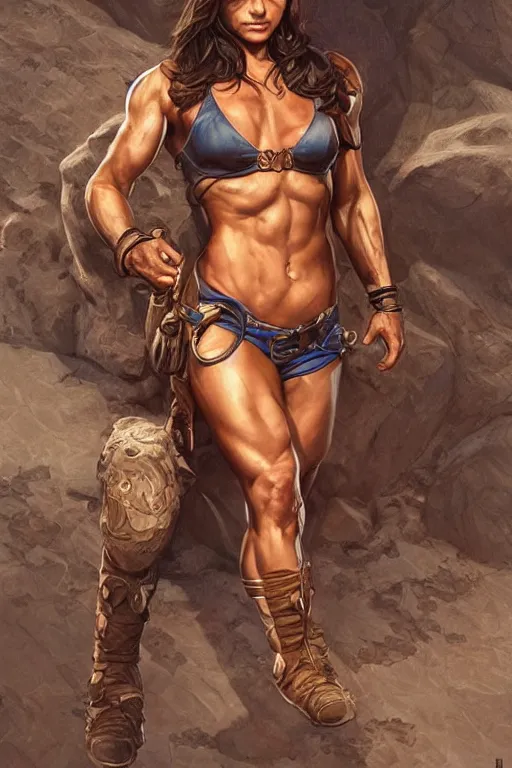 Image similar to muscled Mila Kunis as a ruggedly handsome hero, intricate, elegant, highly detailed, centered, digital painting, artstation, concept art, smooth, sharp focus, illustration, art by artgerm and donato giancola and Joseph Christian Leyendecker, WLOP