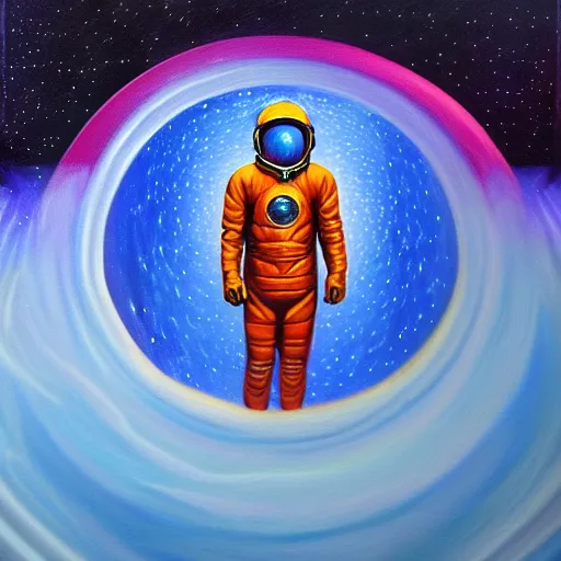 Prompt: spaceman superhero isometric scifi astral spirit space journey in oil painting, pulled into the spiral vortex, trending on artstation, award winning, emotional, highly detailed ethereal isometric surrealist art