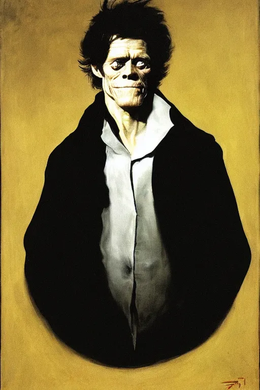 Image similar to willem dafoe, portrait, painting by francisco goya