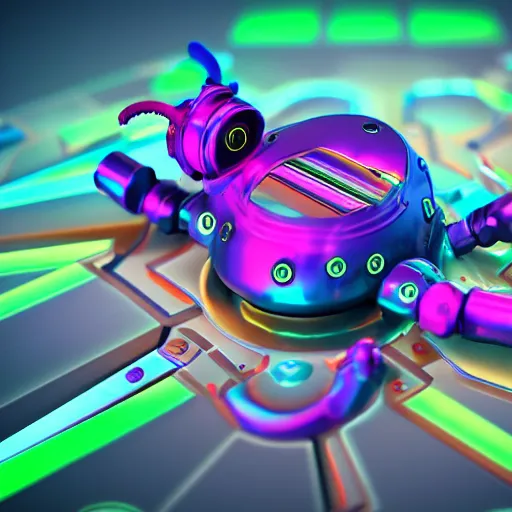 Image similar to a colorful robot octopus, 3 d render, octane engine, artistic fantast background