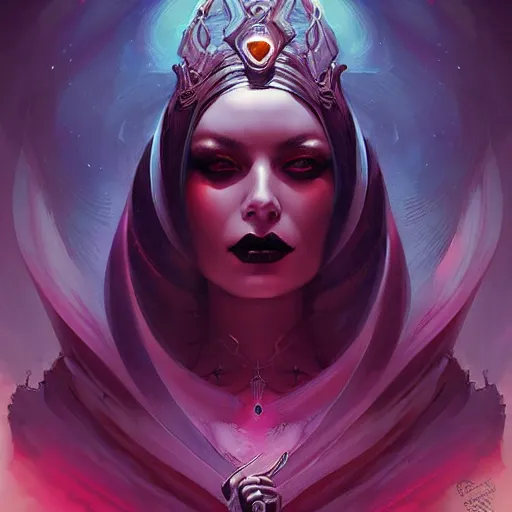 Image similar to queen of death. intricate portrait, occult cyberpunk, ancient futuristic, dark art, occult. by Petros Afshar, by artgerm, by Eddie Mendoza, by Peter mohrbacher