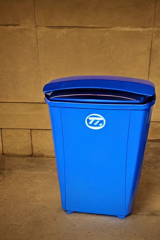 Prompt: Photo of an electric blue bin with matching background studio lighting, high resolution, award winning.