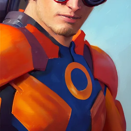 Image similar to greg manchess portrait painting of scott summers aka cyclops as overwatch character, medium shot, asymmetrical, profile picture, organic painting, sunny day, matte painting, bold shapes, hard edges, street art, trending on artstation, by huang guangjian and gil elvgren and sachin teng