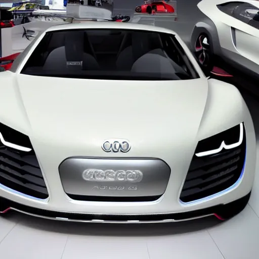 Image similar to a volkswagen audi r8 v10 concept car in a showroom :: Gran turismo concept art