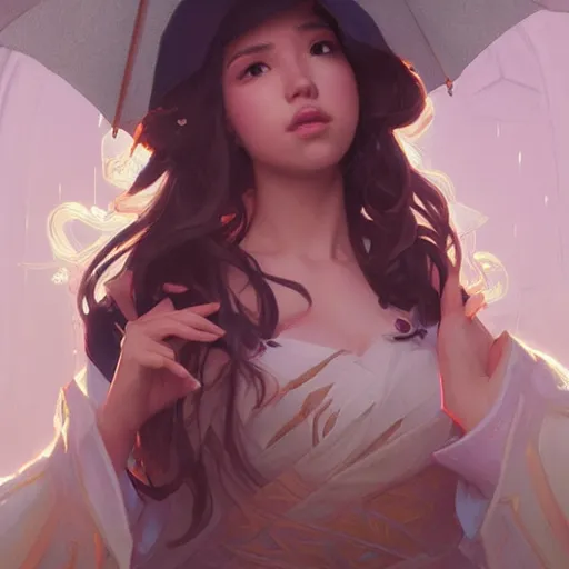 Image similar to Pokimane, highly detailed, digital painting, artstation, concept art, sharp focus, illustration, cinematic lighting, art by artgerm and greg rutkowski and alphonse mucha