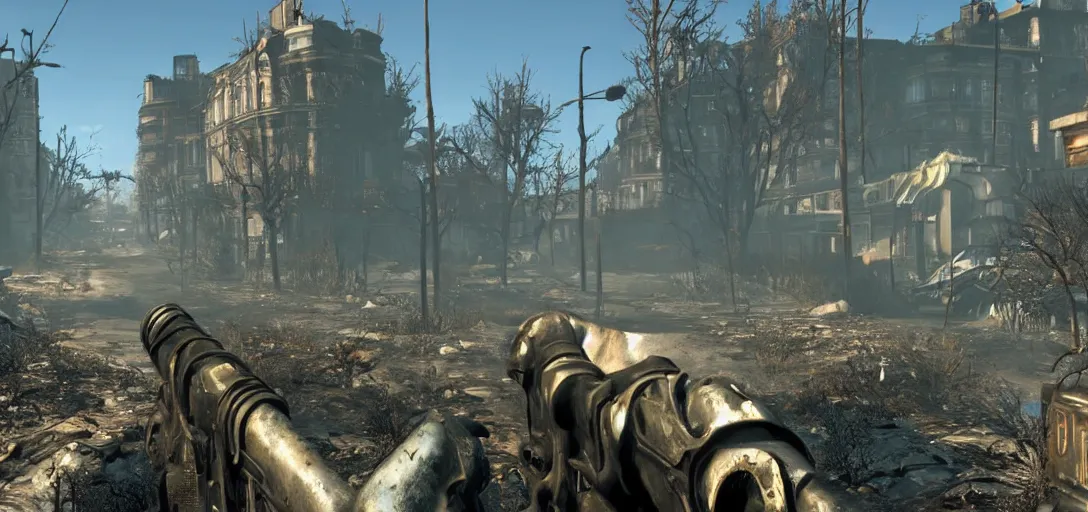 Image similar to Fallout 4 in Paris, very detailed, dynamic colors