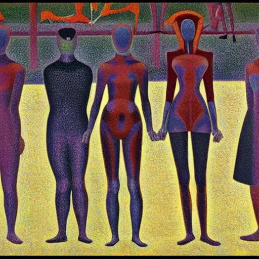 Image similar to cyborgs by georges seurat