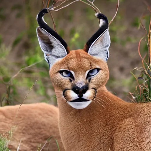 Image similar to caracal with crown on his head