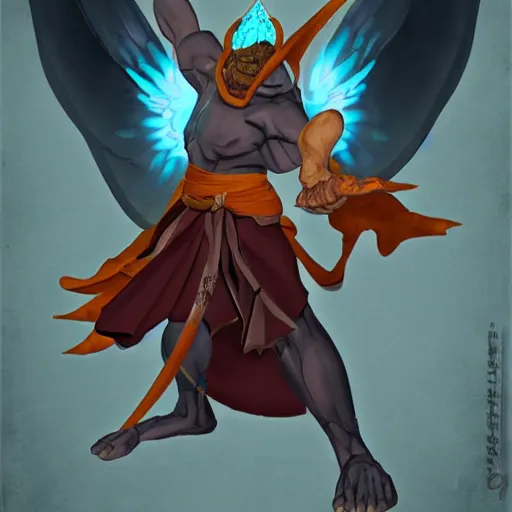 Image similar to winged daemon monk, disney's gargoyles, chaos magic, unarmed combat, fierce opponent, adventure, art station, anime energy, fantasy concept