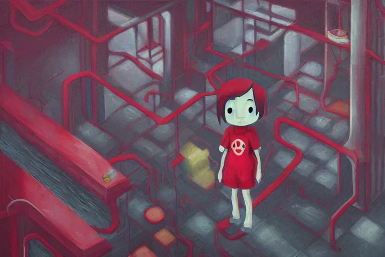 Image similar to infinitely detailed oil painting by emi kuraya of yume nikki, atmospheric