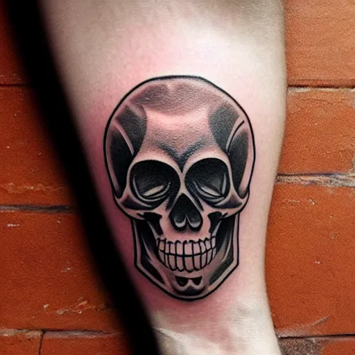 Image similar to tattoo design, stencil, tattoo stencil, traditional, a world famous tattoo of a geometric skull