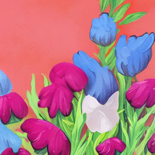 Image similar to synthetic elements of gouache painting of flowers and flower borders