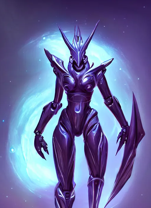 Image similar to cinematic goddess shot, cosmic sized perfectly proportioned stunning beautiful hot anthropomorphic robot mecha female dragon, dragon head, in empty space, floating, nebula sized, larger than galaxies, holding onto a galaxy, silver, epic proportions, epic size, epic scale, furry art, macro art, dragon art, giantess art, warframe fanart, furaffinity, deviantart