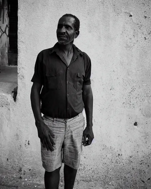 Image similar to a street photography portrait photo of mr. miguel bashirian, planner in haiti, by kelli sipes