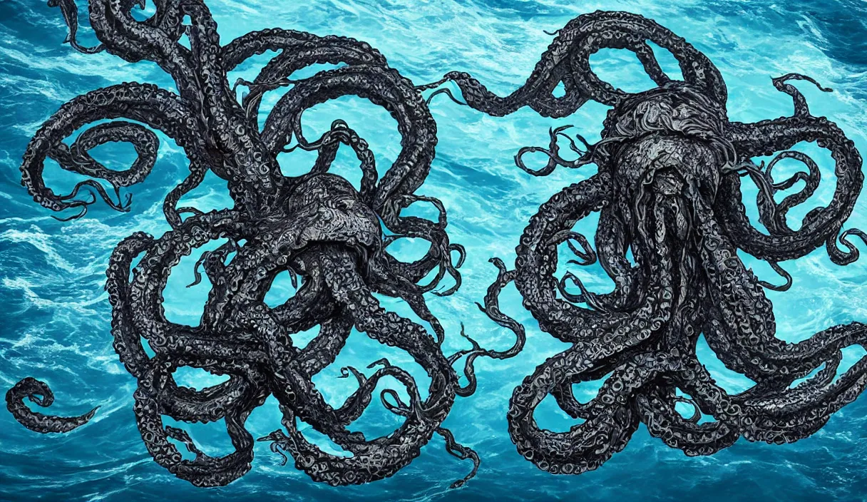 Image similar to kraken in the middle of the sea, hd, hdr, 8 k