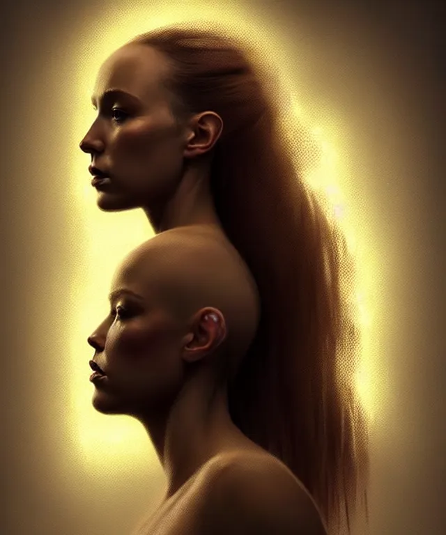 Image similar to epic professional digital art of 👩🏼🦲👩🏿⚕, ambient lighting, painted, gorgeous, stunning, symmetrical, impressive, leesha hannigan, van herpen, best on artstation, cgsociety, wlop, pixiv, stunning, gorgeous, much wow, cinematic, masterpiece