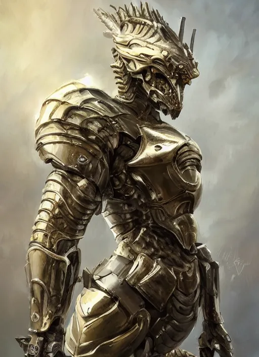 Prompt: a professional painting of a beautiful young female, wearing a metallic dragon-shaped helmet, clothed in battle armor, with mechanical dragon wings, olive skin, long dark hair, beautiful bone structure, symmetrical facial features, intricate, elegant, digital painting, concept art, smooth, sharp focus, illustration, from Metal Gear, by Ruan Jia and Mandy Jurgens and Greg Rutkowski and Artgerm and William-Adolphe Bouguerea