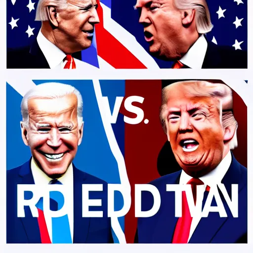 Image similar to an election poster showing joe biden vs donald trump 4 k, highly detailed