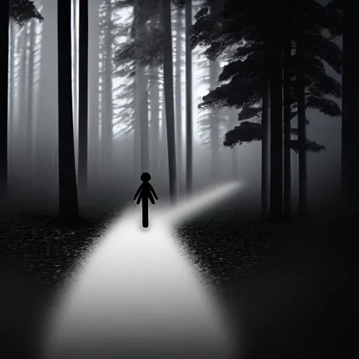 Image similar to shadow people in forest, staring at camera glowing white eyes, hyperrealistic, 8k, extremely detailed, black and white, foggy, grainy, very old