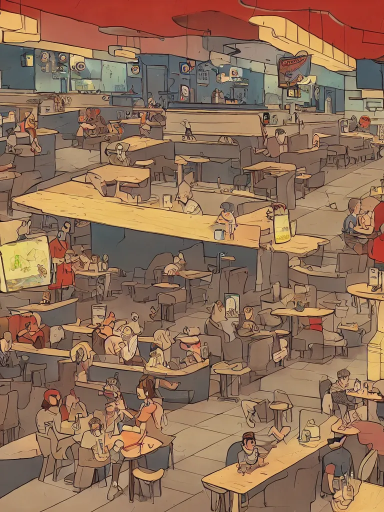 Image similar to burger joint by disney concept artists, blunt borders, rule of thirds