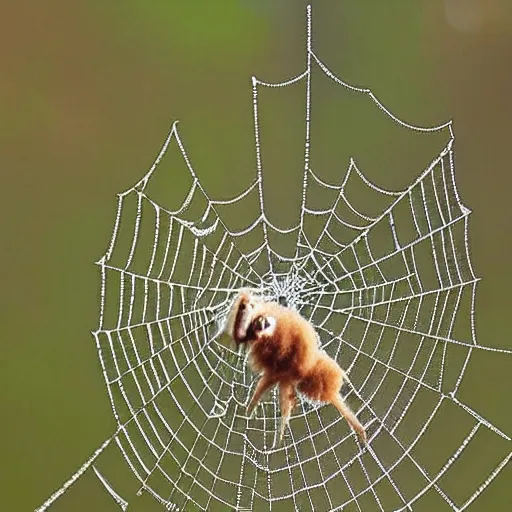 Prompt: spider weaves a web in the form of a sheep